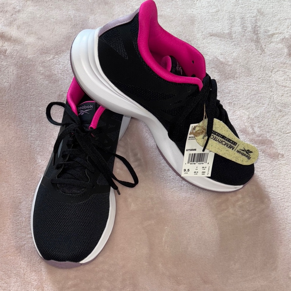 Reebok Black and Pink Athletic Shoes with Cushioned Sole